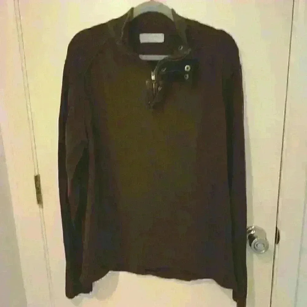 Marc New York Men's Cotton Zip Snap Brown sweater with details sz‎ XL